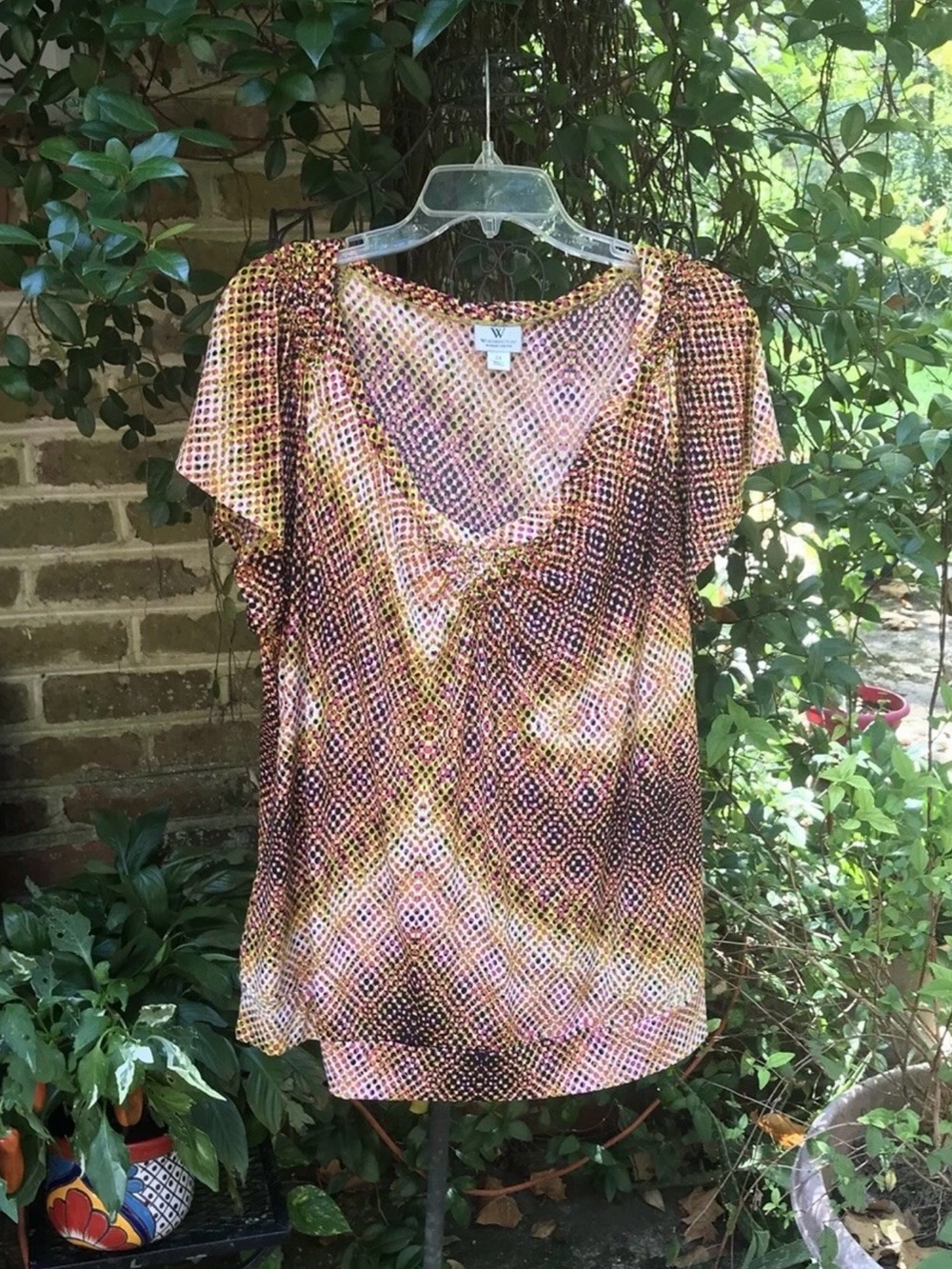 Worthington- ABSTRACT PRINT POLYKNIT SHIRT TUNIC TOP- Size 2X- NWOT